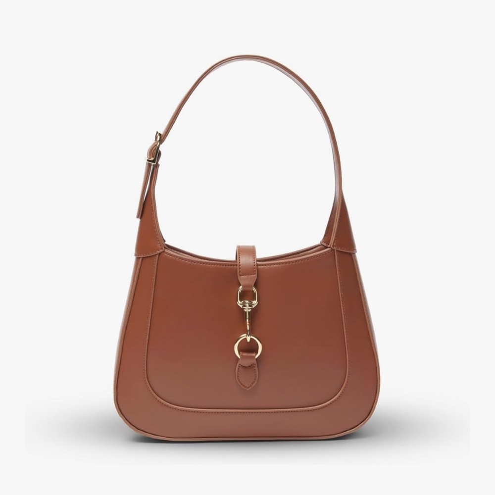 Elegant Brown Vegan Leather Shoulder Bag